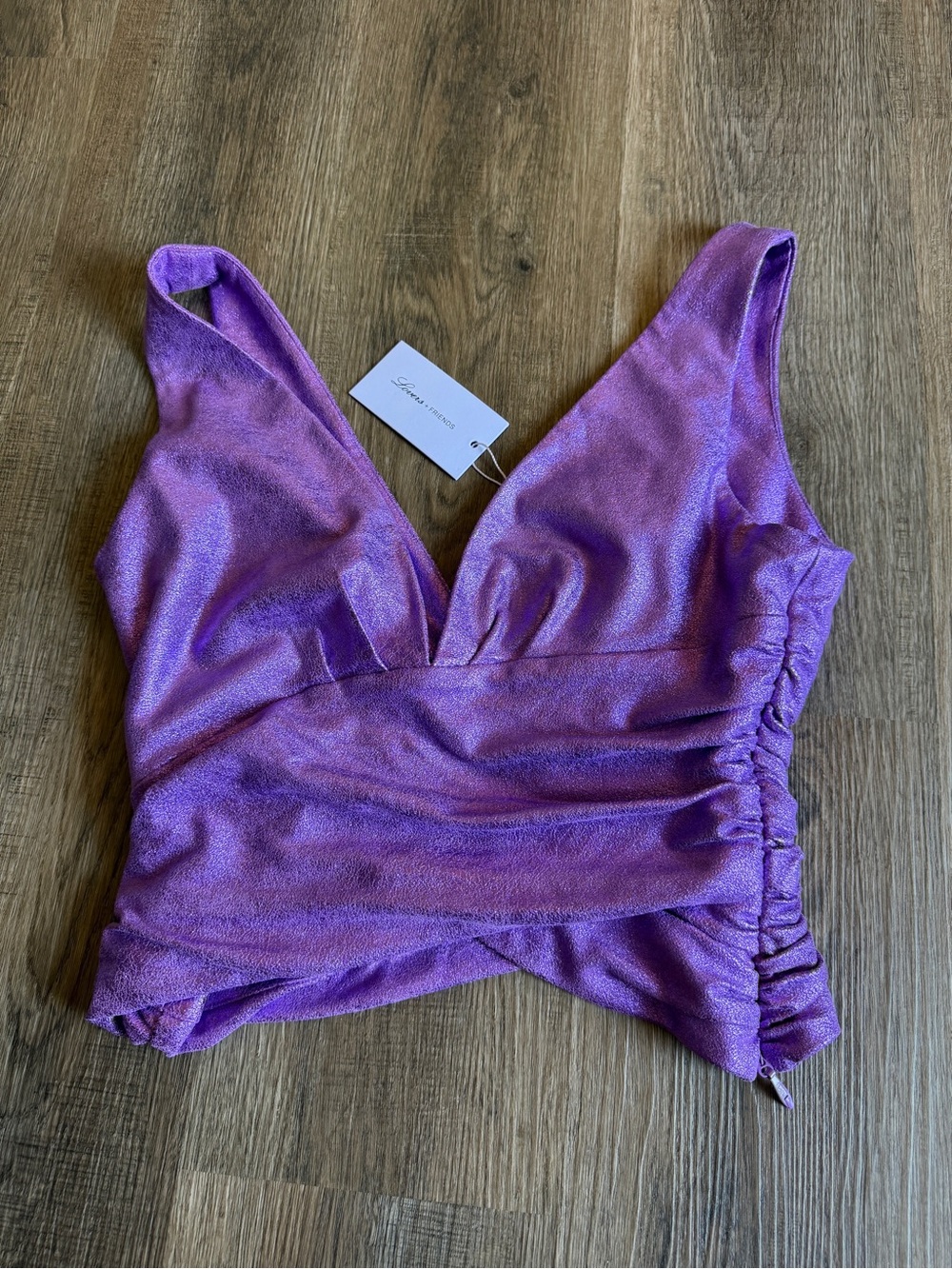 Lovers + Friends Metallic Purple Crop Top